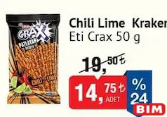 ETİ CRAX CHİLİ LİME KRAKER 50 G fiyat ve kampanya bilgisi